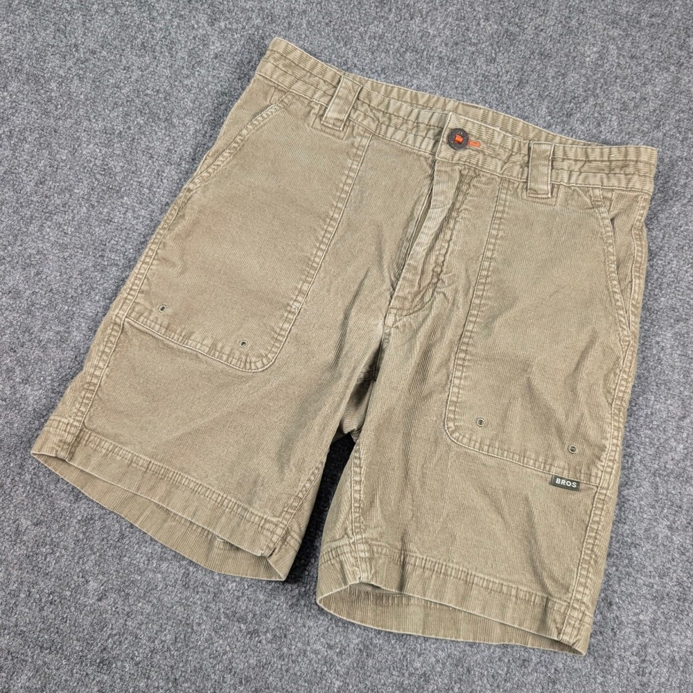 Howler Bros Corduroy Shorts Mens 30 Tan Khaki Heed The Call Patch Cotton Stretch